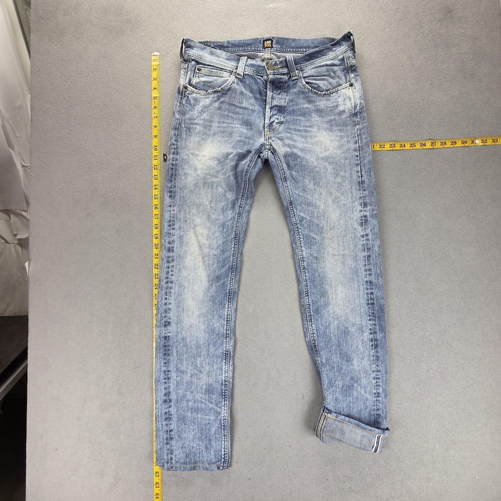 Lee Jeans Mens Blue Selvedge 101 S Whiskers Honeycomb Button‎ Fly Y2K Fits 32x32